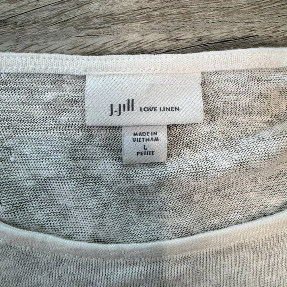 J Jill Love Linen white top sailboat graphic semi sheer large petite G29 - Picture 2 of 6